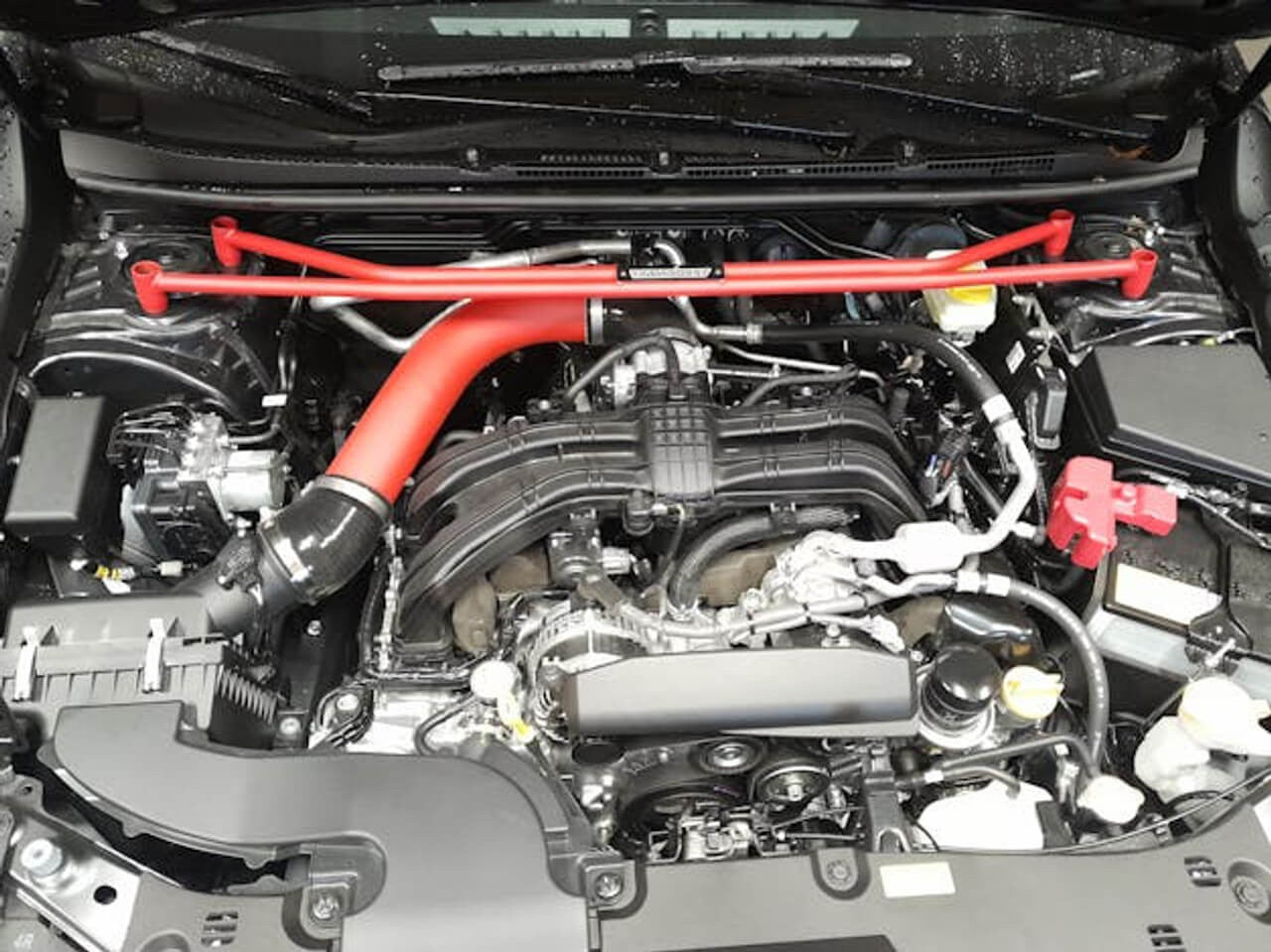 Front Strut Tower Brace - 2024+ Impreza / Crosstrek - Wrinkle Red