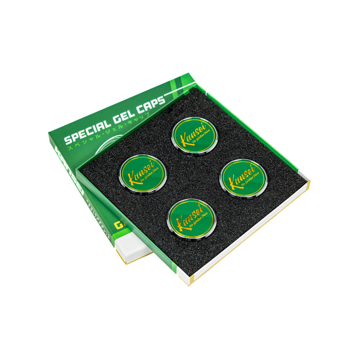 Kansei Special Edition Gold Gel Cap Boxed Set (4 Piece) Center Caps - Red