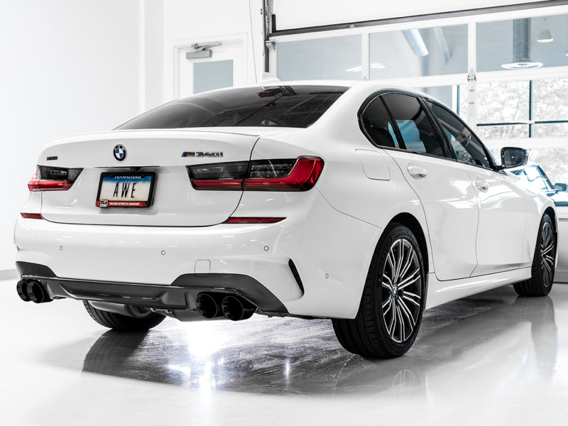 AWE Tuning 2019+ BMW M340i/M440i (G20/G22) Non-Resonated Touring Edition Exhaust - Quad Diamond Black Tips