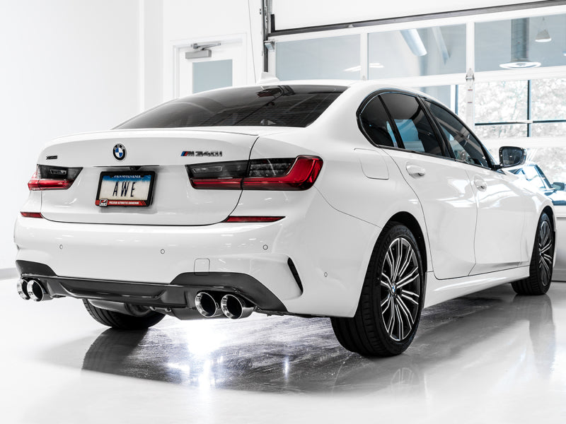 AWE Tuning 2019+ BMW M340i/M440i (G20/G22) Resonated Touring Edition Exhaust - Quad Chrome Silver Tips