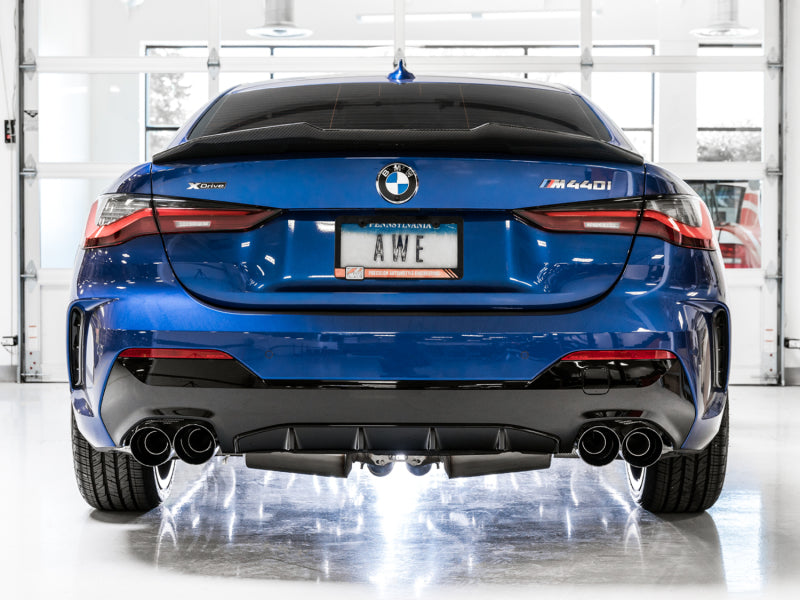 AWE Tuning 2019+ BMW M340i/M440i (G20/G22) Non-Resonated Touring Edition Exhaust - Quad Diamond Black Tips