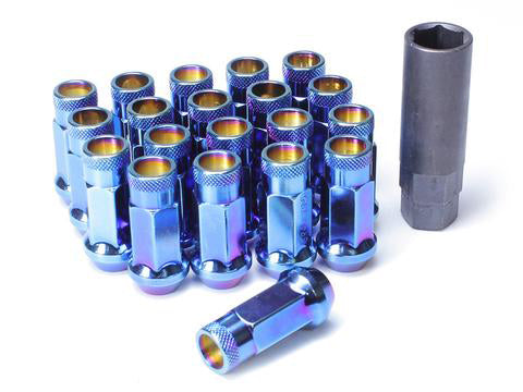 Wheel Mate Muteki SR48 Open End Lug Nuts - Burning Blue Neon 12x1.25 48mm