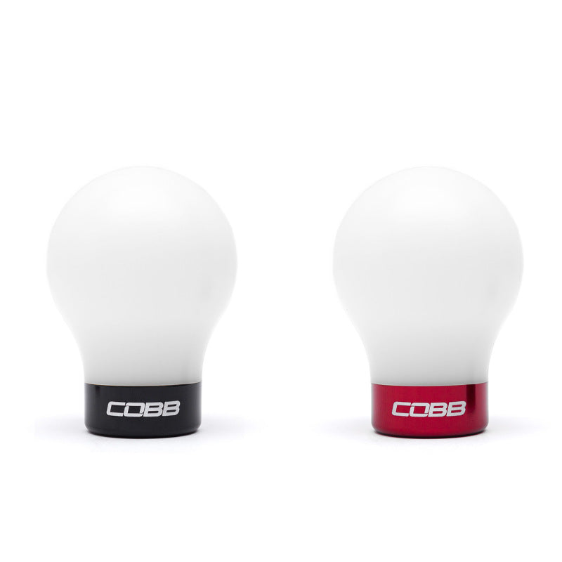 Cobb Mazda 6-Speed Tall Weighted COBB Shift Knob - White (Incl. Both Red + Blk Collars)