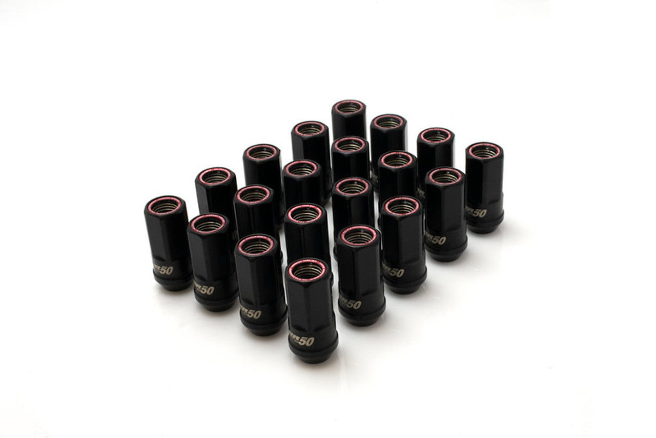 Wheel Mate Muteki HR50 Open End Lug Nuts - Black w/ Red Ring 14x1.50