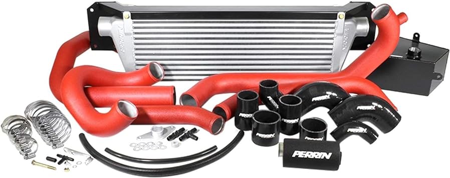 Perrin Performance 2015-2017 Subaru STI FMIC Red Boost Tubes w/ Black Silicone Couplers