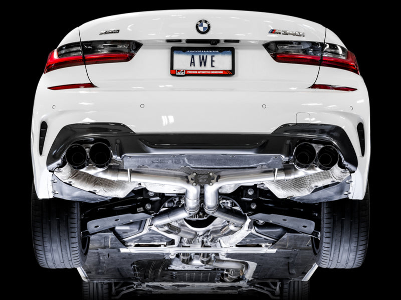 AWE Tuning 2019+ BMW M340i/M440i (G20/G22) Track Edition Exhaust - Quad Diamond Black Tips