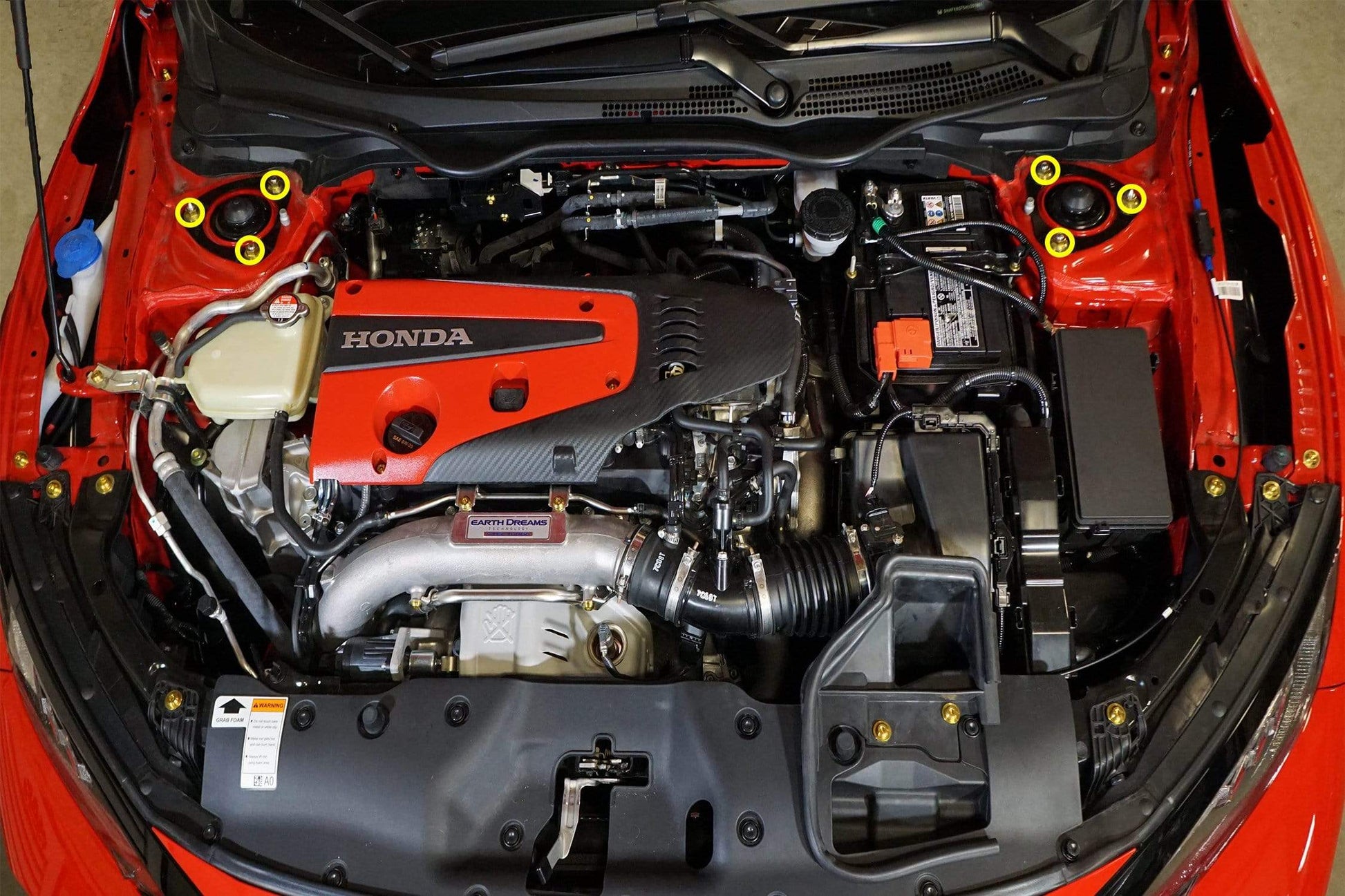 Honda Civic Type R (2017-2019) Titanium Dress Up Bolt Strut Tower Bar Kit - DressUpBolts.com