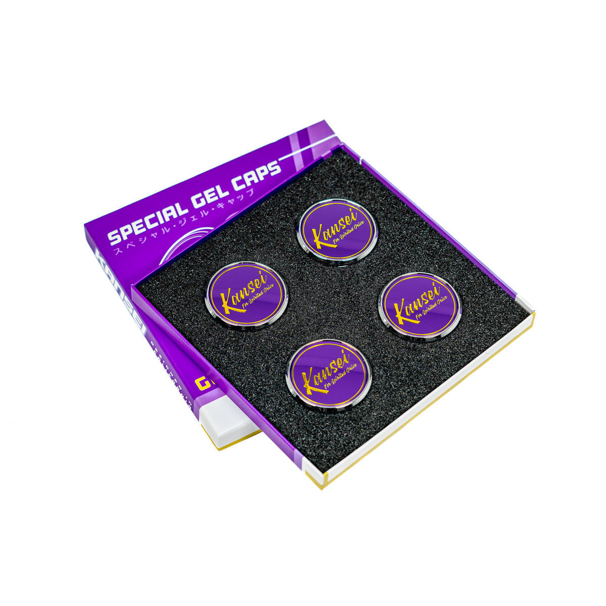 Kansei Special Edition Gold Gel Cap Boxed Set (4 Piece) Center Caps - Red