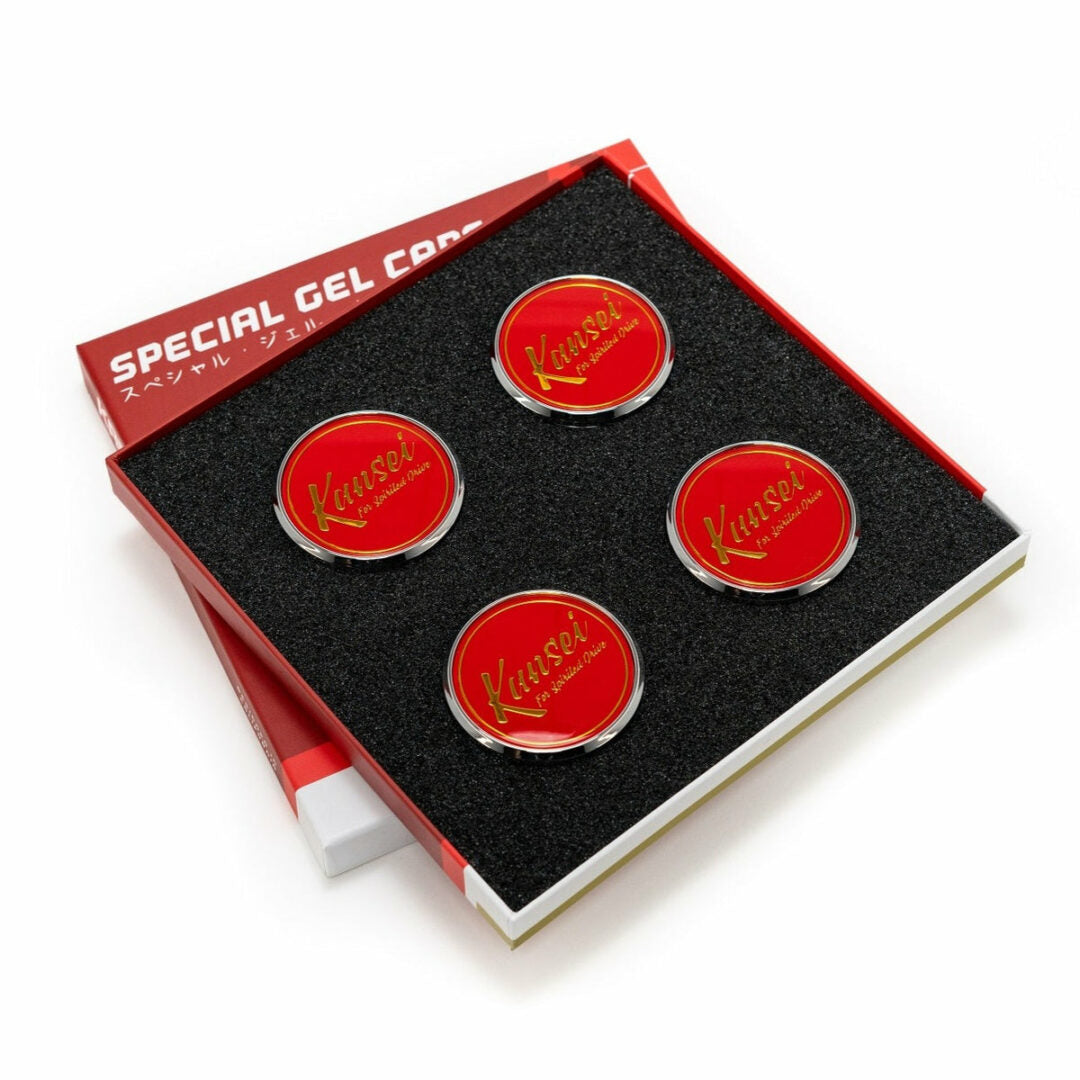 Kansei Special Edition Gold Gel Cap Boxed Set (4 Piece) Center Caps - Red