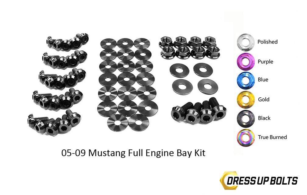 Ford Mustang (2005-2009) Titanium Dress Up Bolts Full Engine Bay Kit - DressUpBolts.com
