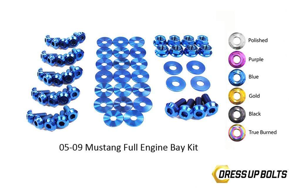 Ford Mustang (2005-2009) Titanium Dress Up Bolts Full Engine Bay Kit - DressUpBolts.com
