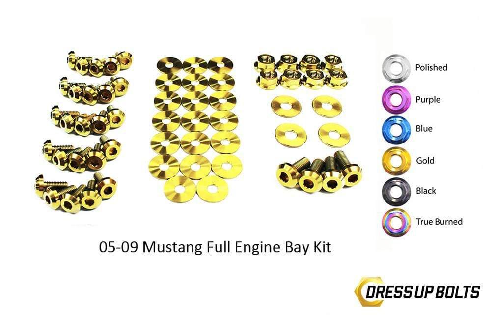 Ford Mustang (2005-2009) Titanium Dress Up Bolts Full Engine Bay Kit - DressUpBolts.com