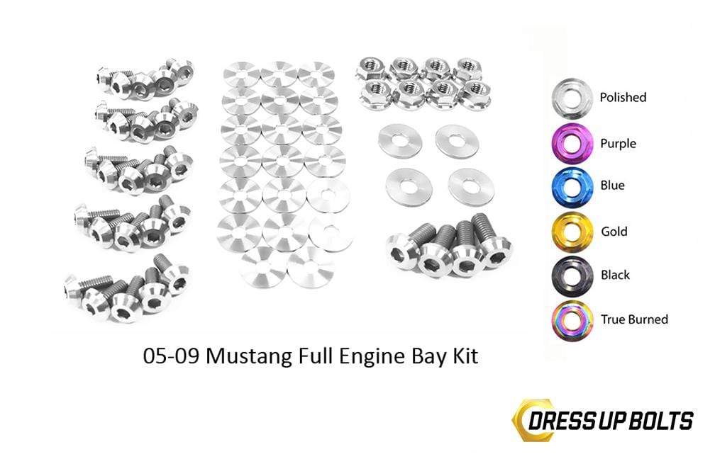 Ford Mustang (2005-2009) Titanium Dress Up Bolts Full Engine Bay Kit - DressUpBolts.com