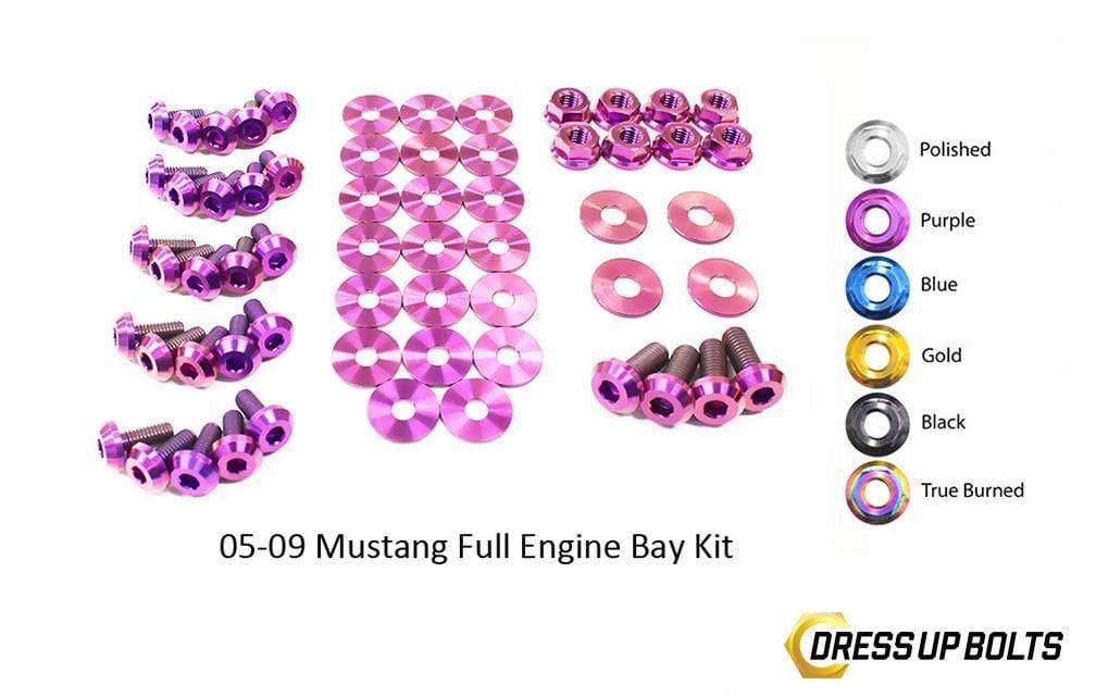 Ford Mustang (2005-2009) Titanium Dress Up Bolts Full Engine Bay Kit - DressUpBolts.com
