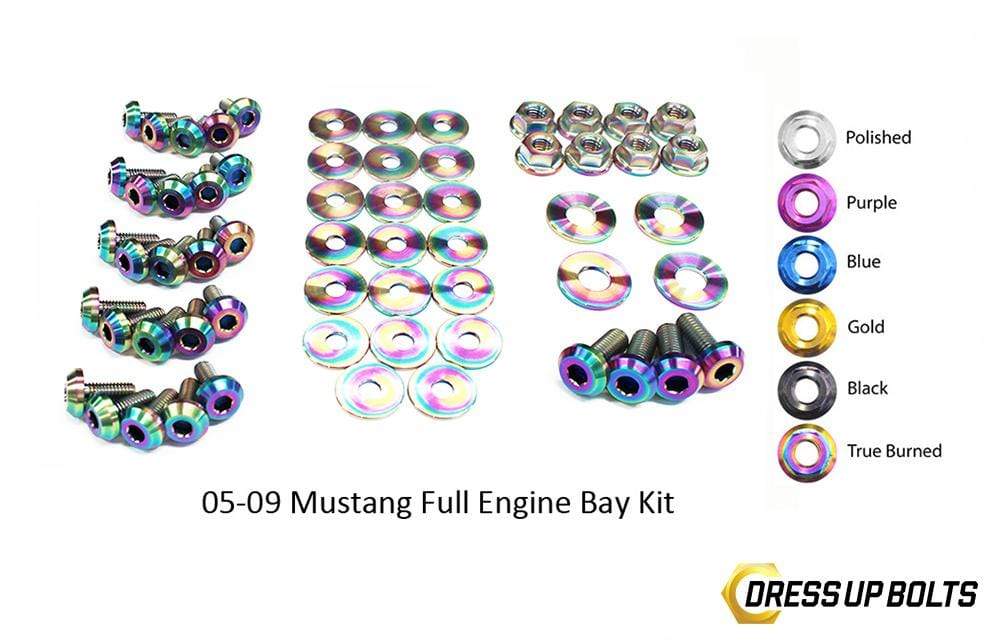 Ford Mustang (2005-2009) Titanium Dress Up Bolts Full Engine Bay Kit - DressUpBolts.com
