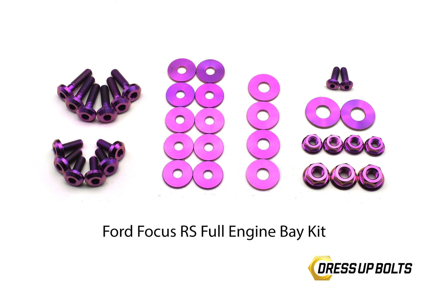 Ford Focus RS (2016-2018) Titanium Dress Up Bolt Engine Bay Kit - DressUpBolts.com