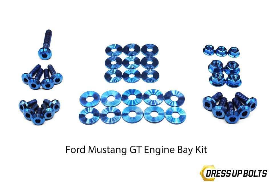 Ford Mustang GT (2015-2019) Titanium Dress Up Bolts Engine Bay Kit - DressUpBolts.com