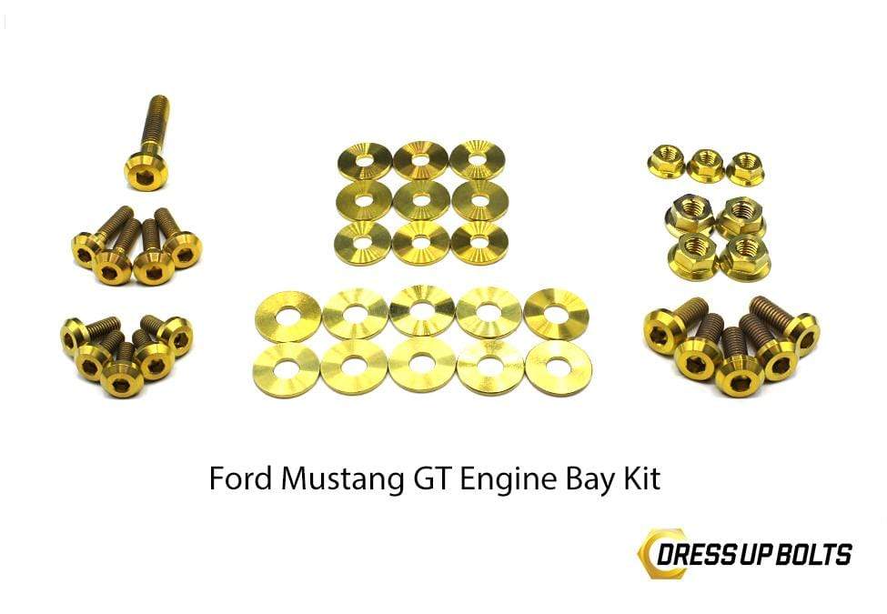Ford Mustang GT (2015-2019) Titanium Dress Up Bolts Engine Bay Kit - DressUpBolts.com