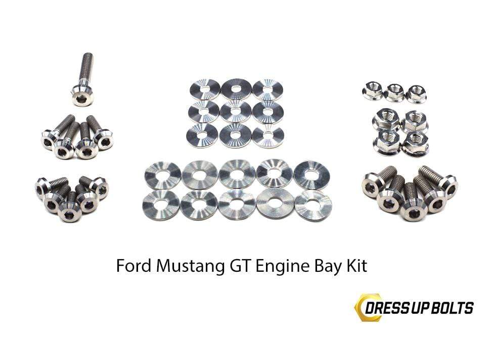 Ford Mustang GT (2015-2019) Titanium Dress Up Bolts Engine Bay Kit - DressUpBolts.com