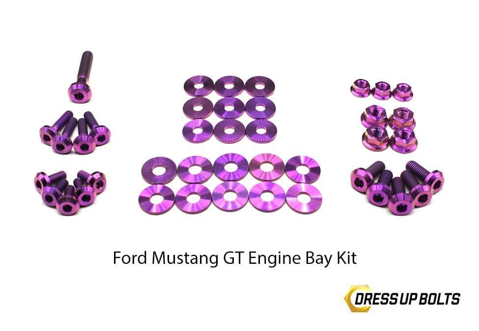 Ford Mustang GT (2015-2019) Titanium Dress Up Bolts Engine Bay Kit - DressUpBolts.com