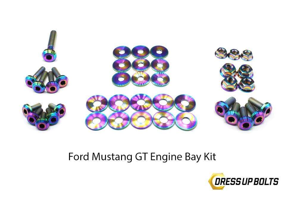 Ford Mustang GT (2015-2019) Titanium Dress Up Bolts Engine Bay Kit - DressUpBolts.com