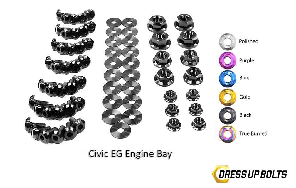 Honda Civic EG (1992-1995) Titanium Dress Up Bolts Full Engine Bay Kit - DressUpBolts.com