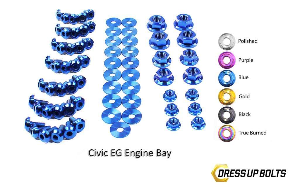 Honda Civic EG (1992-1995) Titanium Dress Up Bolts Full Engine Bay Kit - DressUpBolts.com