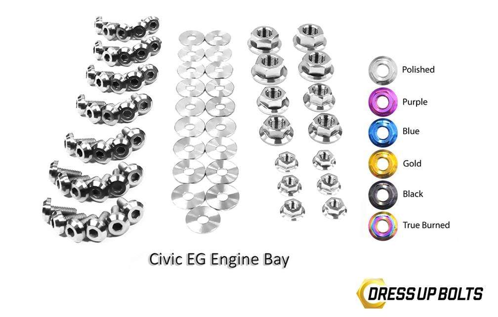 Honda Civic EG (1992-1995) Titanium Dress Up Bolts Full Engine Bay Kit - DressUpBolts.com