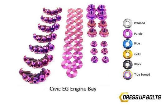Honda Civic EG (1992-1995) Titanium Dress Up Bolts Full Engine Bay Kit - DressUpBolts.com
