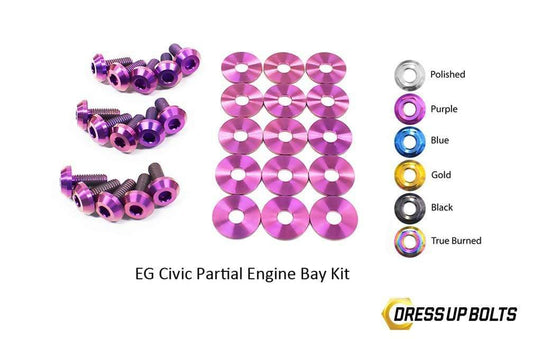 Honda Civic EG (1992-1995) Titanium Dress Up Bolts Partial Engine Bay Kit - DressUpBolts.com