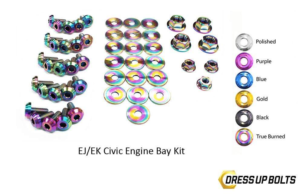 Honda Civic EK/EJ (1996-2000) Titanium Ti Dress Up Bolts Engine Bay Kit - DressUpBolts.com