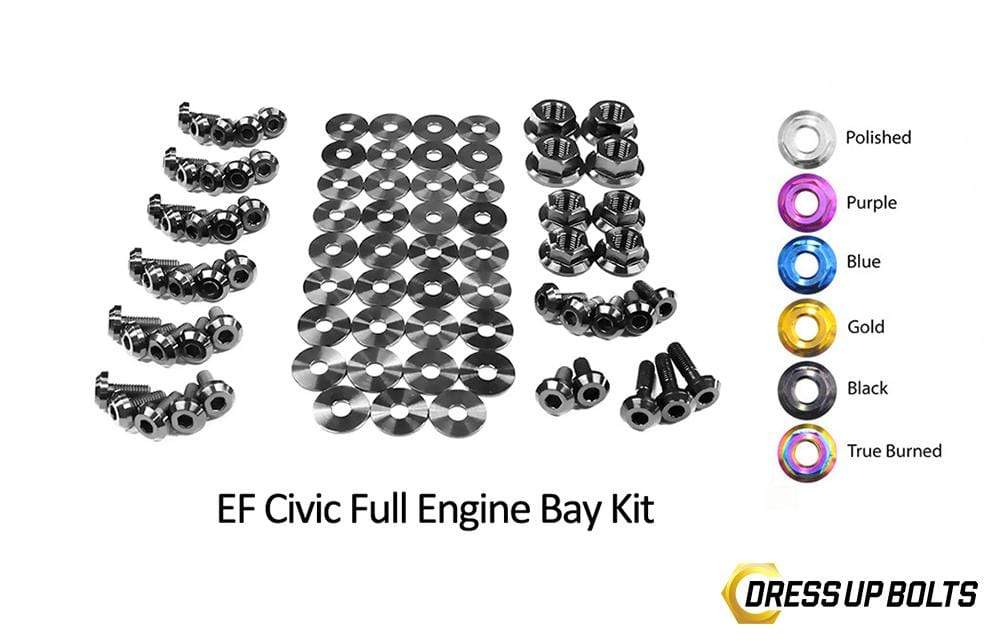 Honda Civic EF (1988-1991) Titanium Dress Up Bolts Full Engine Bay Kit - DressUpBolts.com