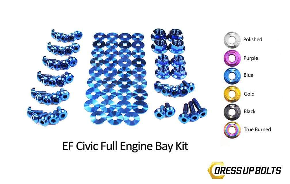Honda Civic EF (1988-1991) Titanium Dress Up Bolts Full Engine Bay Kit - DressUpBolts.com