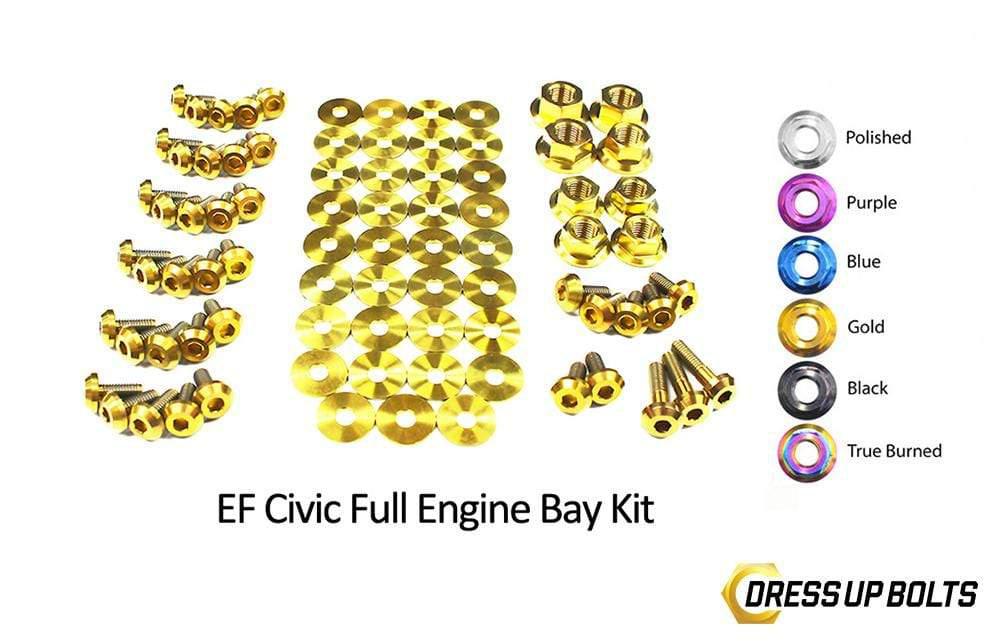Honda Civic EF (1988-1991) Titanium Dress Up Bolts Full Engine Bay Kit - DressUpBolts.com