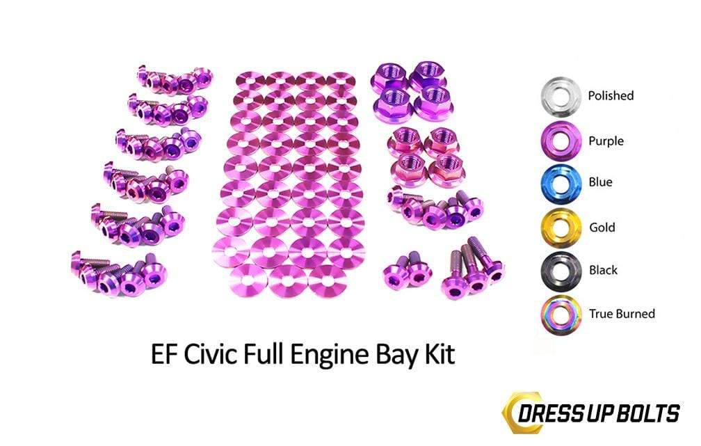 Honda Civic EF (1988-1991) Titanium Dress Up Bolts Full Engine Bay Kit - DressUpBolts.com