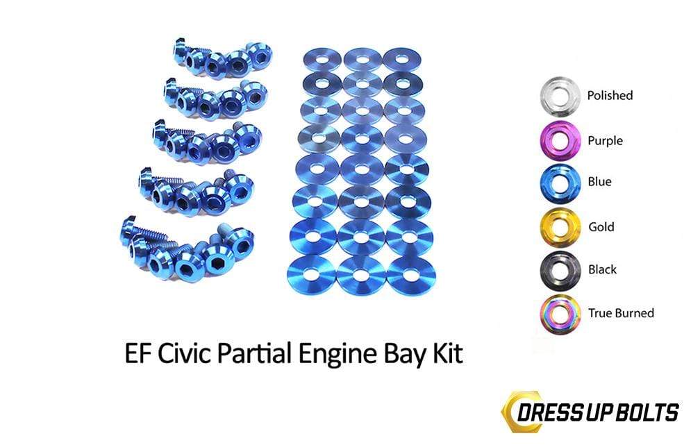 Honda Civic EF (1988-1991) Titanium Dress Up Bolts Partial Engine Bay Kit - DressUpBolts.com