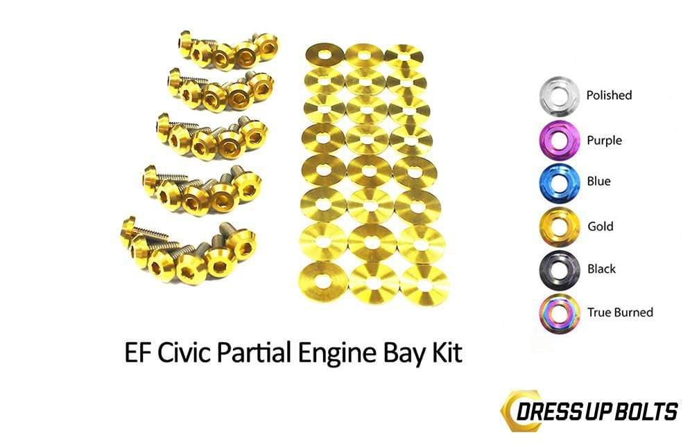 Honda Civic EF (1988-1991) Titanium Dress Up Bolts Partial Engine Bay Kit - DressUpBolts.com