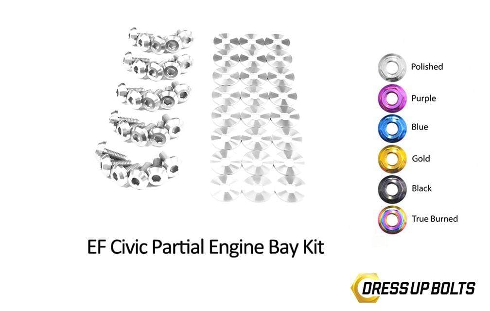 Honda Civic EF (1988-1991) Titanium Dress Up Bolts Partial Engine Bay Kit - DressUpBolts.com