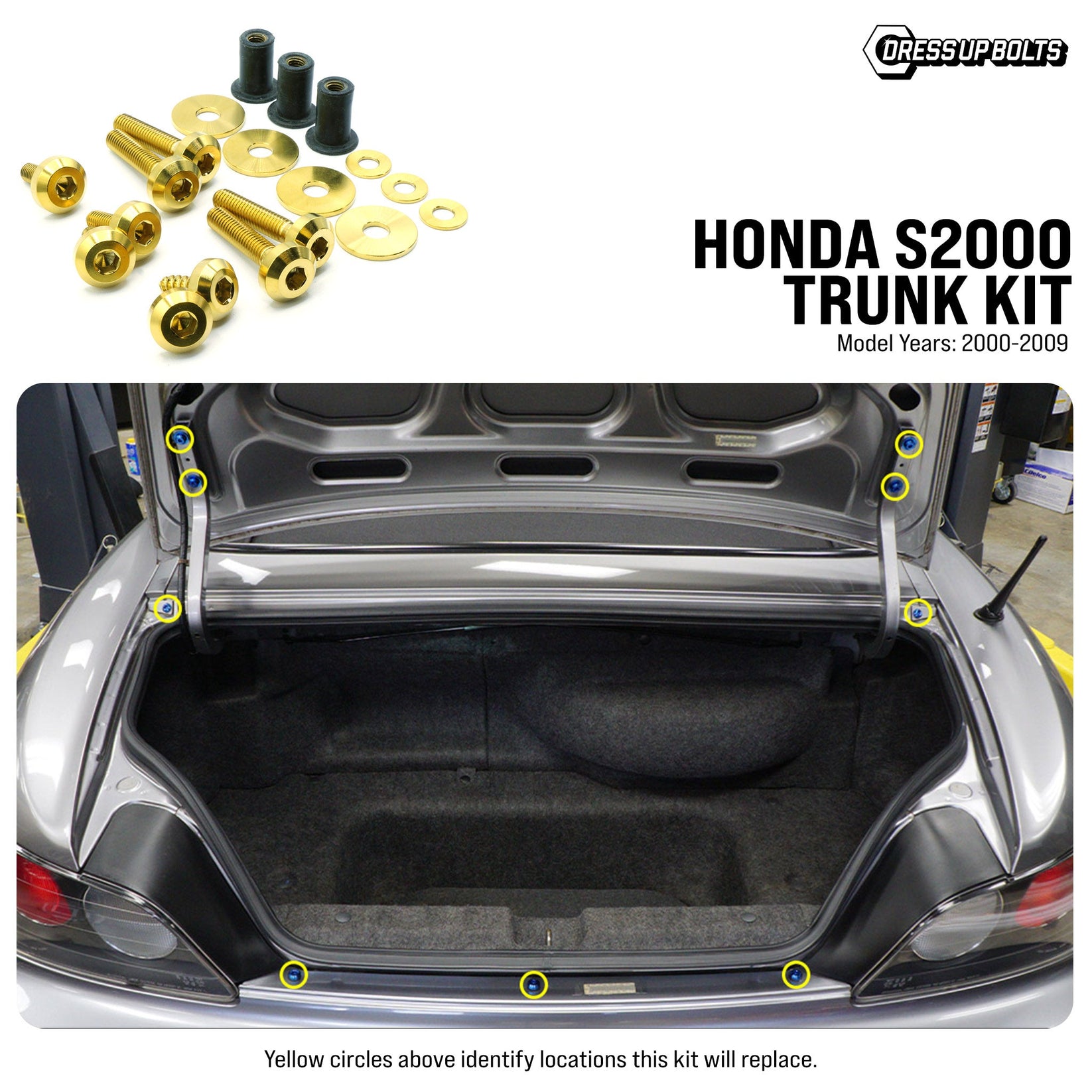 Dress Up Bolts Titanium Hardware Trunk Kit Honda S2000 (20002009