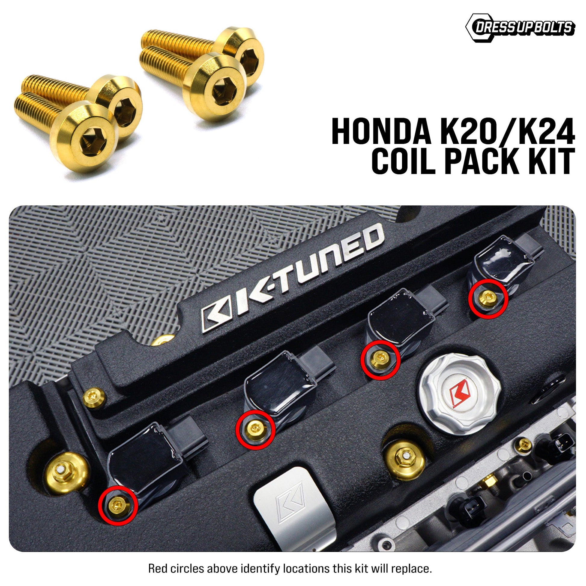 Dress Up Bolts Titanium Hardware Coil Pack Kit - Honda K20/K24 Dress Up Bolts Titanium Hardware Coil Pack Kit - Honda K20/K24
