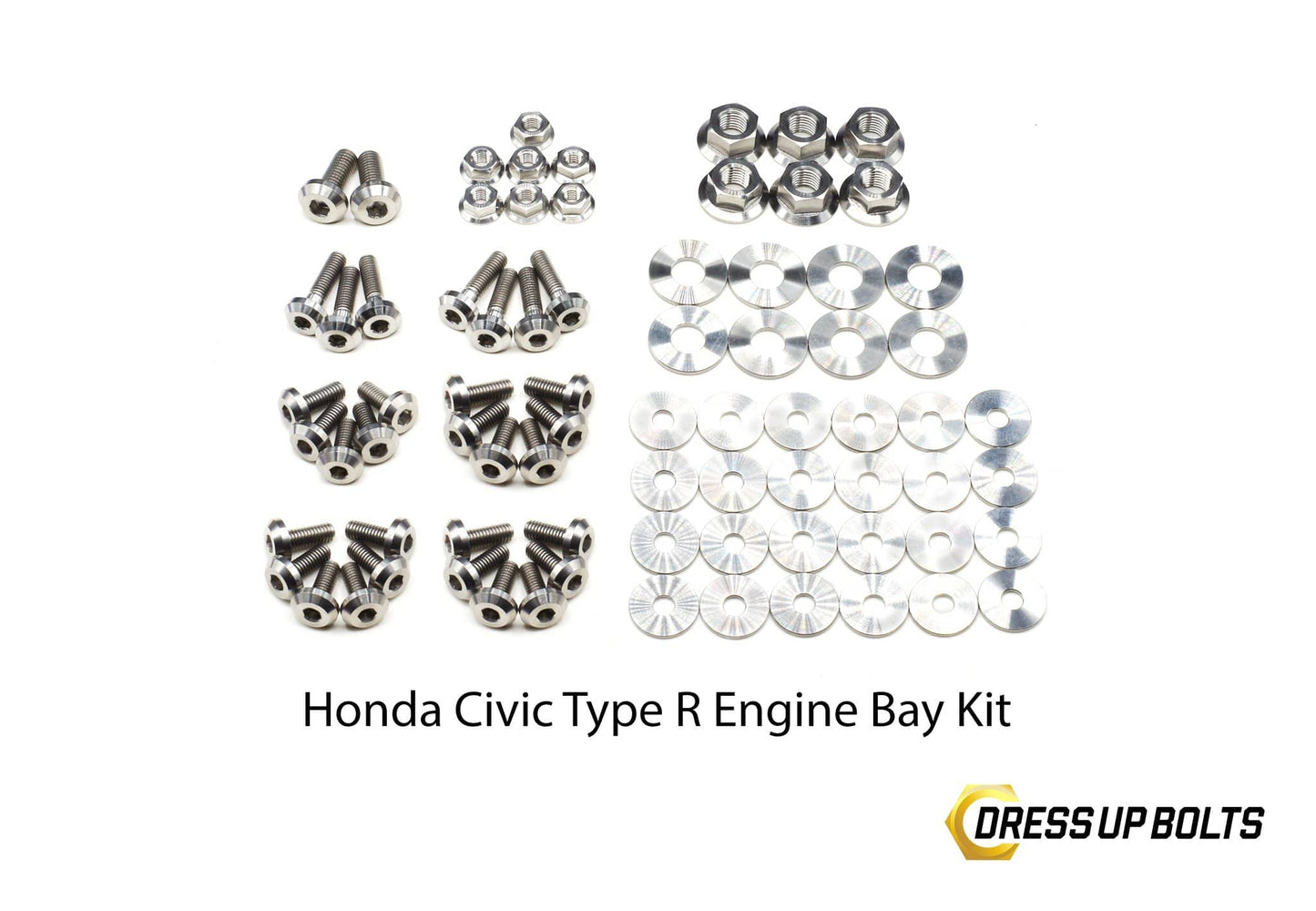 Honda Civic Type R (2017-2019) Titanium Dress Up Bolt Full Engine Bay Kit - DressUpBolts.com
