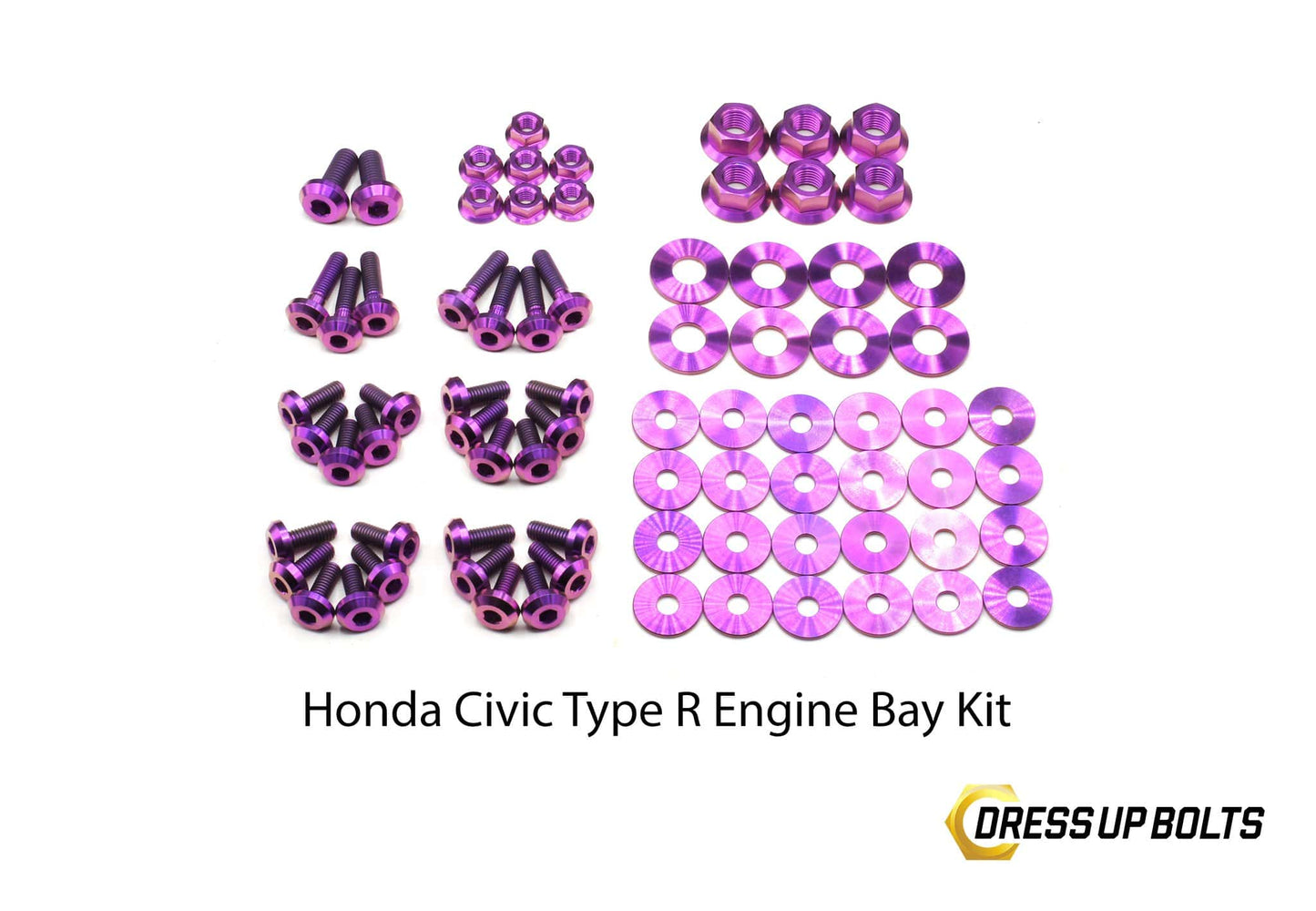 Honda Civic Type R (2017-2019) Titanium Dress Up Bolt Full Engine Bay Kit - DressUpBolts.com