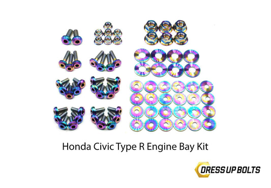 Honda Civic Type R (2017-2019) Titanium Dress Up Bolt Full Engine Bay Kit - DressUpBolts.com