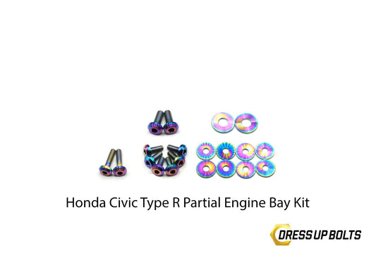 Honda Civic Type R (2017-2019) Titanium Dress Up Bolt Partial Engine Bay Kit - DressUpBolts.com
