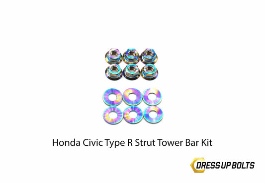 Honda Civic Type R (2017-2019) Titanium Dress Up Bolt Strut Tower Bar Kit - DressUpBolts.com