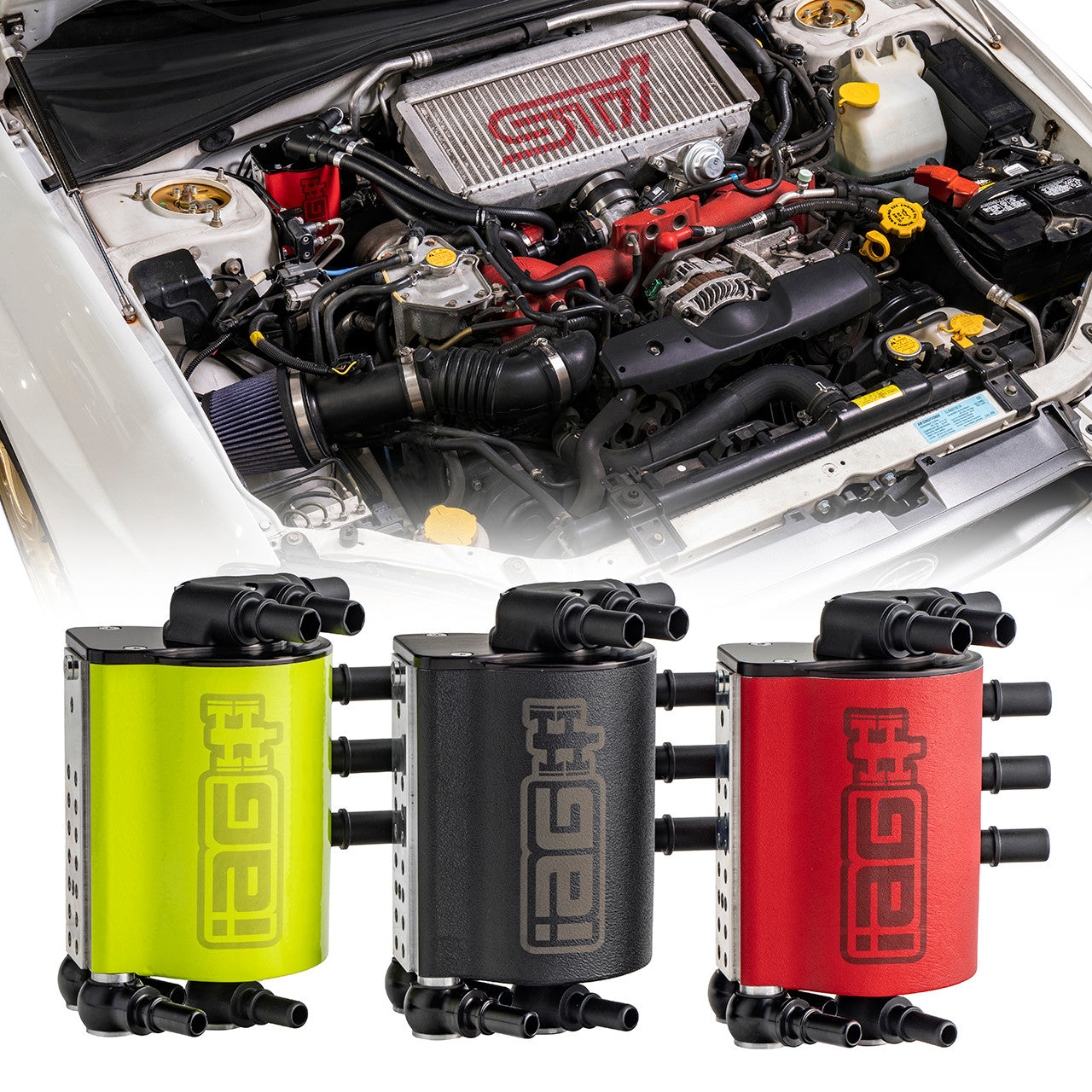 IAG V3 Street Series Air / Oil Separator (AOS) In Neon Yellow For 2006-07 Subaru WRX & 2004-07 STI - Neon Yellow