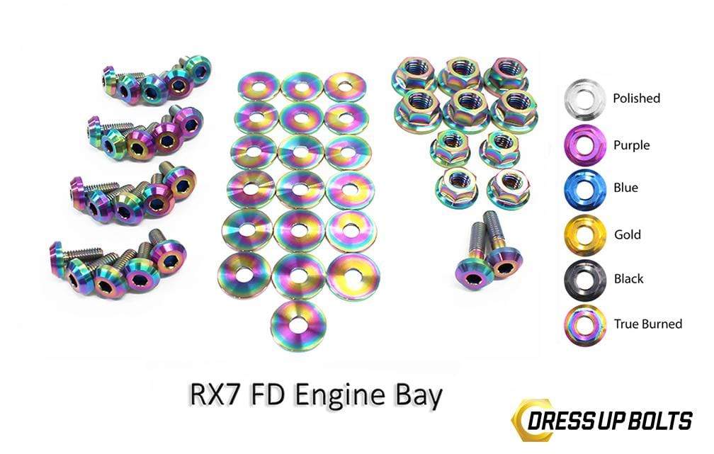 Mazda RX-7 FD/FD3S (1992-2002) Titanium Dress Up Bolts Engine Bay Kit - DressUpBolts.com