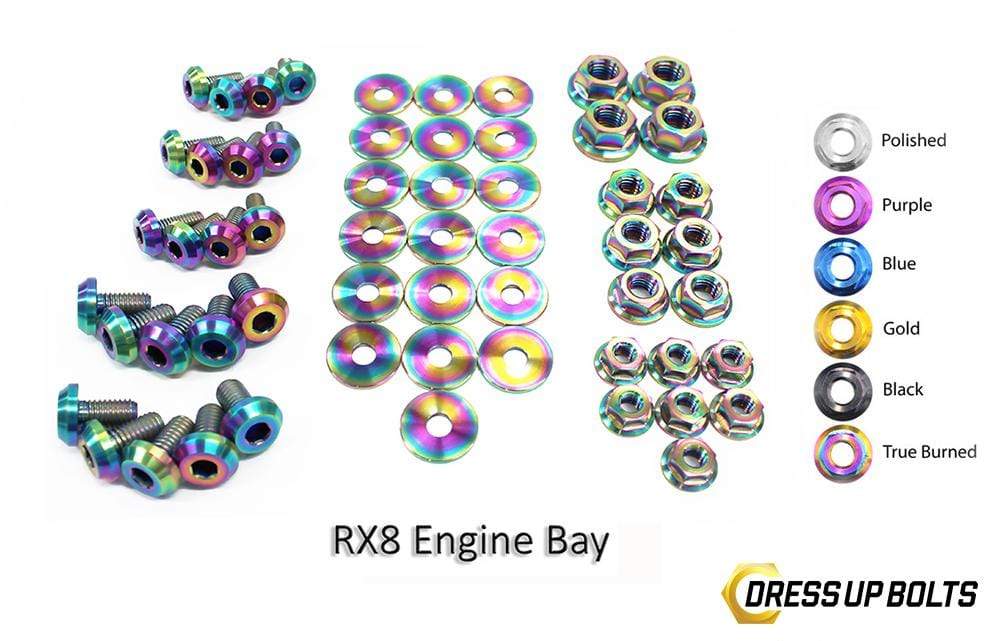 Mazda RX-8 FE (2003-2012) Titanium Dress Up Bolts Engine Bay Kit - DressUpBolts.com