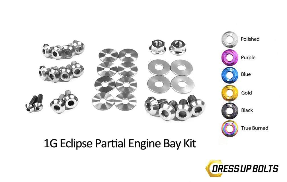 Mitsubishi 1G Eclipse (1990-1994) Titanium Dress Up Bolts Partial Engine Bay Kit - DressUpBolts.com