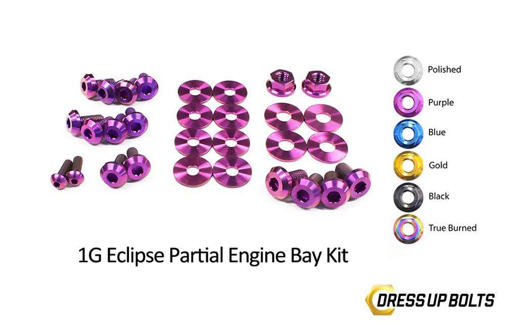 Mitsubishi 1G Eclipse (1990-1994) Titanium Dress Up Bolts Partial Engine Bay Kit - DressUpBolts.com
